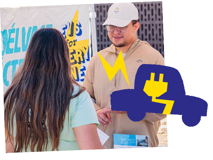 team member talking to an interested person